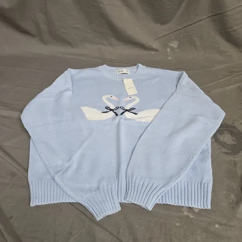 HOLLISTER KNIT SWEATER IN BLUE SWAN SIZE XXS