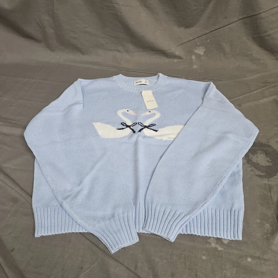 HOLLISTER KNIT SWEATER IN BLUE SWAN SIZE XXS