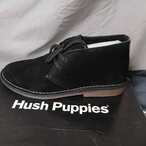 HUSH PUPPIES MENS SAMUEL SUEDE SHOES - BLACK, UK 10