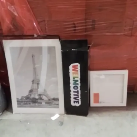 PALLET OF ASSORTED HOUSEHOLD GOODS AND PRODUCTS TO INCLUDE;CANVAS PRINT,KICK SCOOTER,PHOTO FRAMES