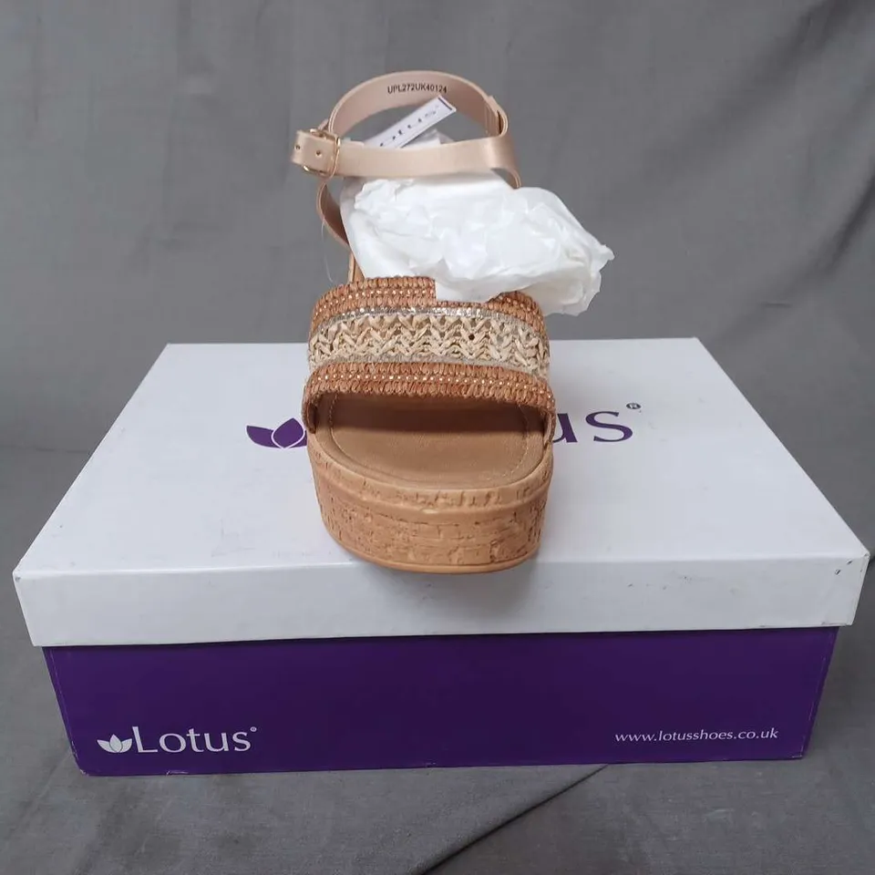 BOXED PAIR OF LOTUS CHELSIA NATURAL SANDALS - UK 5