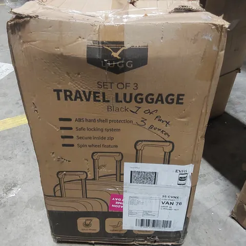 BOXED LUGG SET OF APPROXIMATELY 3 TRAVEL SUITCASES - BLACK