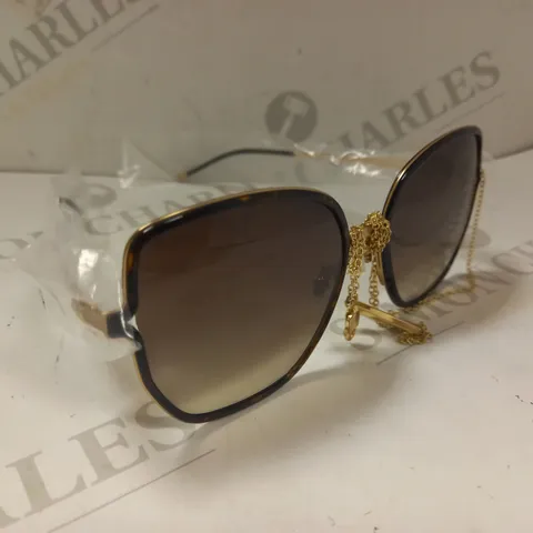 HUGO BOSS SQUARE SUNGLASSES WITH CHAIN - HAVANA