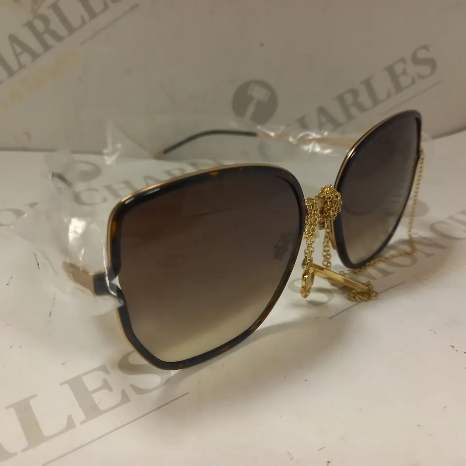 HUGO BOSS SQUARE SUNGLASSES WITH CHAIN - HAVANA RRP £175