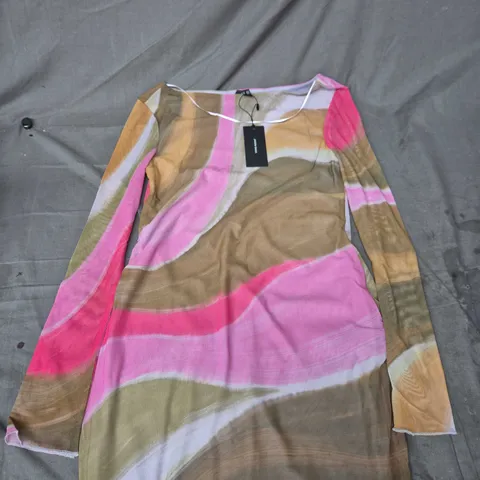 Vero Moda Women's Maxi Dress – Pink/Beige Abstract Print, XS (EU XS / US XS) 