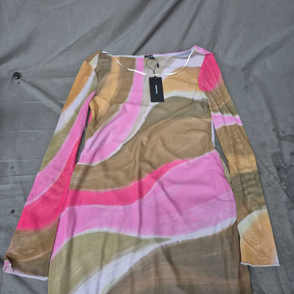 Vero Moda Women's Maxi Dress – Pink/Beige Abstract Print, XS (EU XS / US XS) 