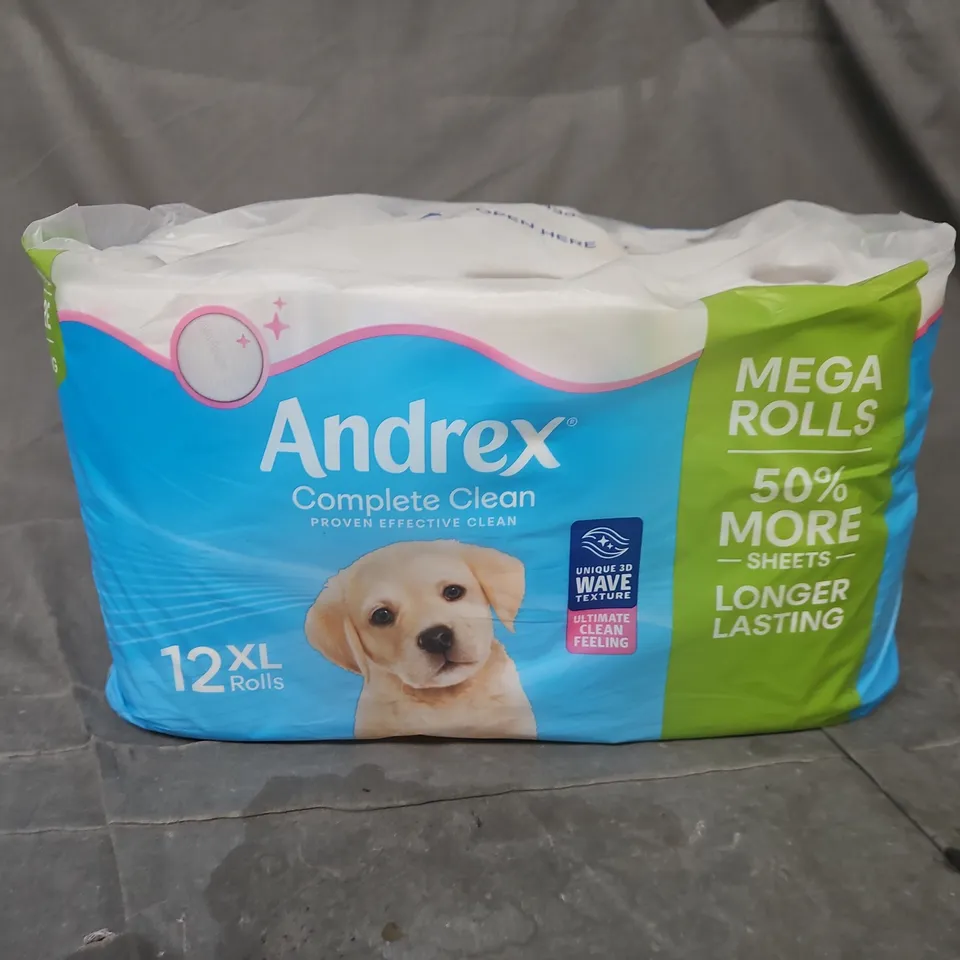 ANDREX COMPLETE CLEAN MEGA ROLLS TOILET TISSUE – 12 XL ROLLS