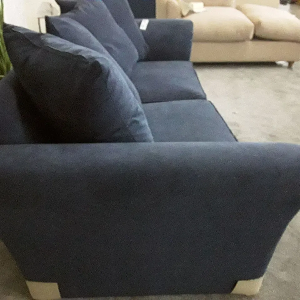 QUALITY DESIGNER 3 SEATER SOFA - DARK BLUE FABRIC 