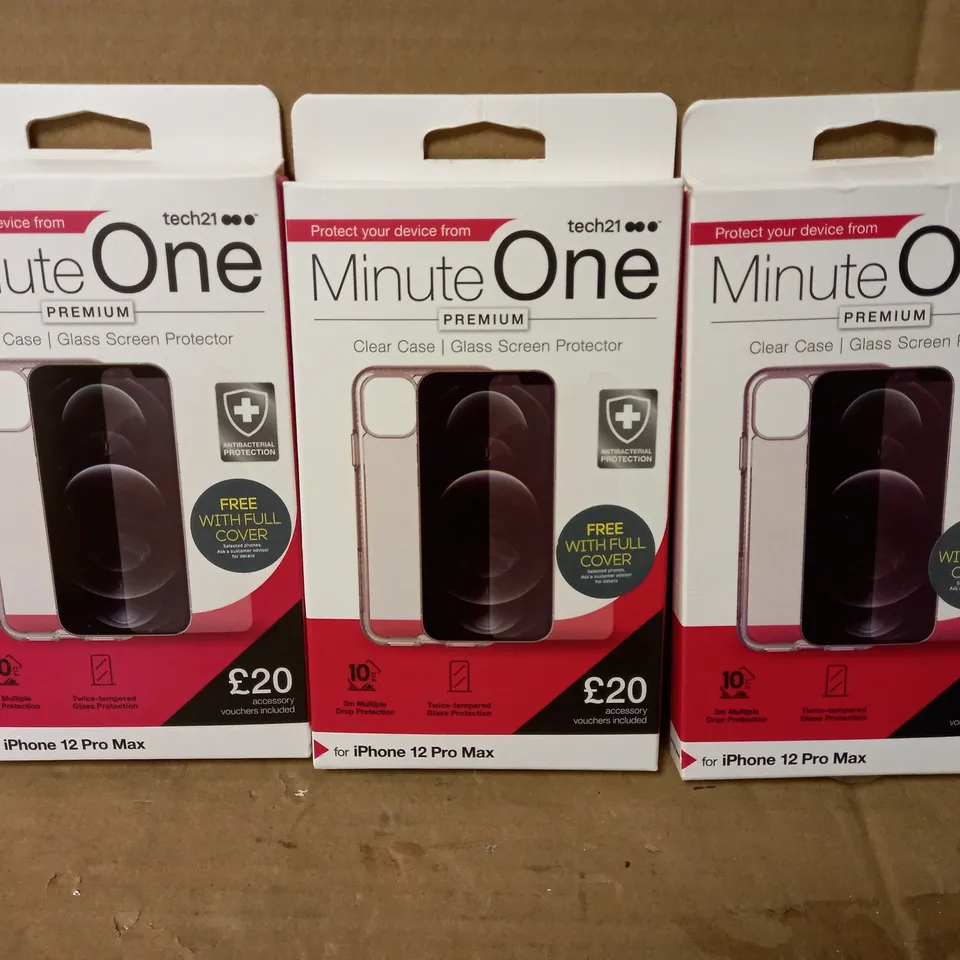 LOT OF 3 MINUTE ONE CLEAR CASES FOR IPHONE 12 PRO MAX