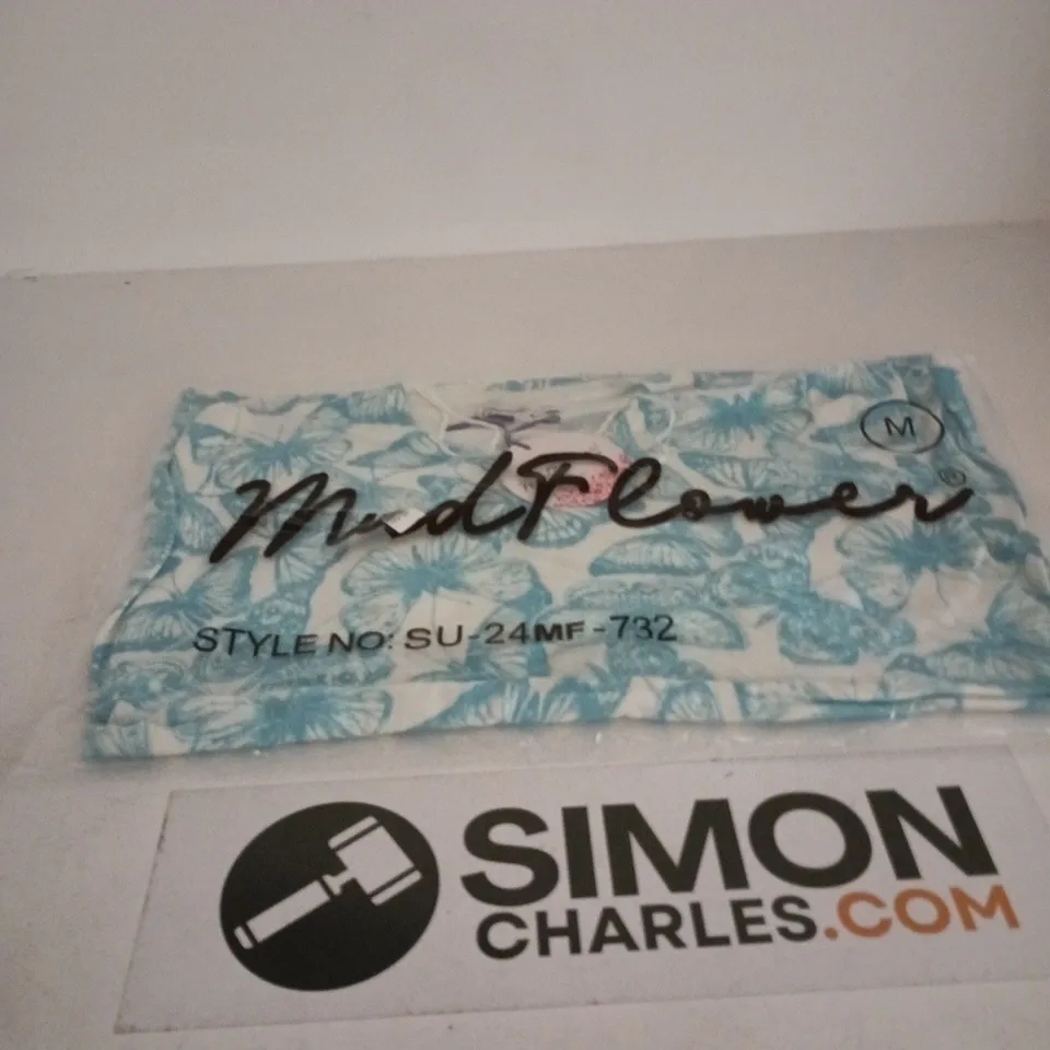 MUDFLOWER TURQUOISE FLORAL PRINT TOP – SIZE M