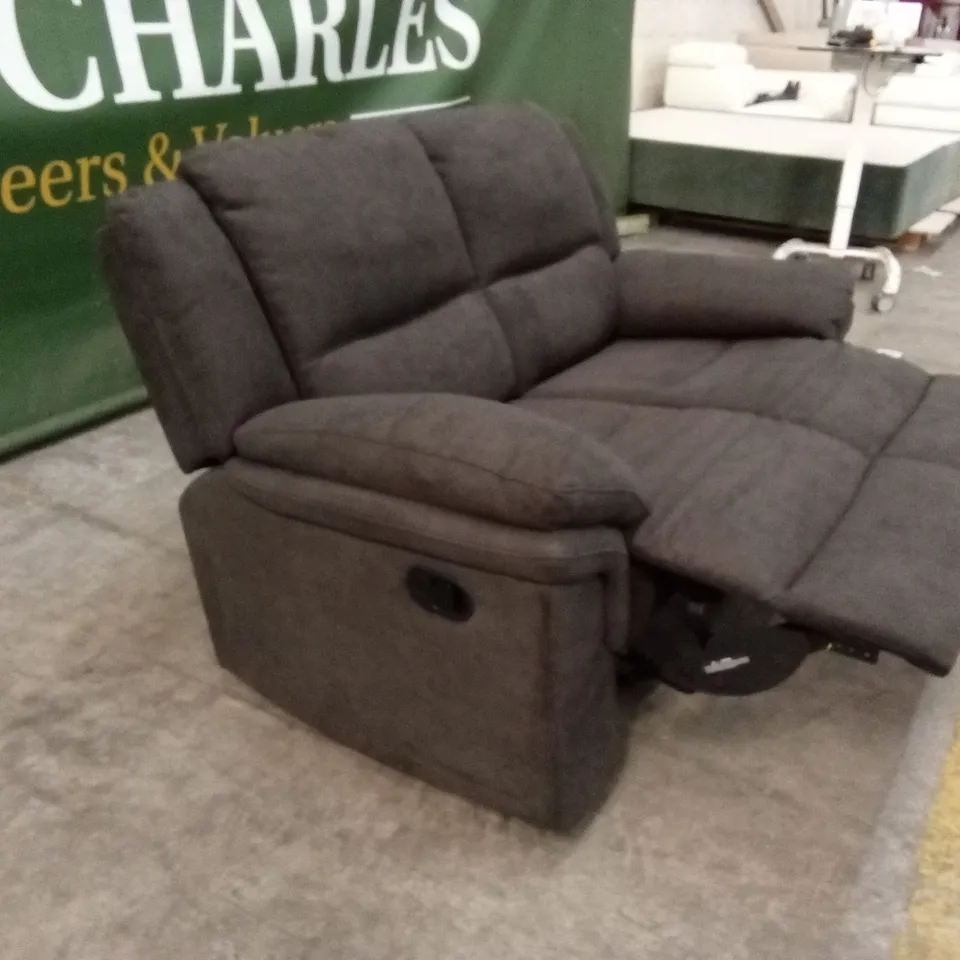 ALBION FABRIC 2 SEATER HIGH BACK MANUAL RECLINER SOFA - CHARCOAL RRP £579