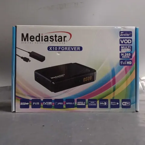 BOXED MEDIASTAR DIGITAL SATELLITE RECEIVER X10 FOREVER