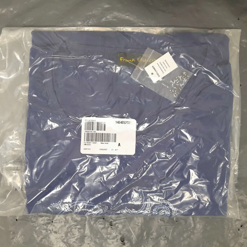 FRANK USHER HEART T-SHIRT IN NAVY SIZE S/M