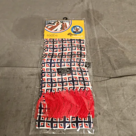 THE WHO 60TH ANNIVERSARY AUTHENTIC 100% PURE SILK TOOTAL SCARF IN RED/WHITE/BLUE ONE SIZE
