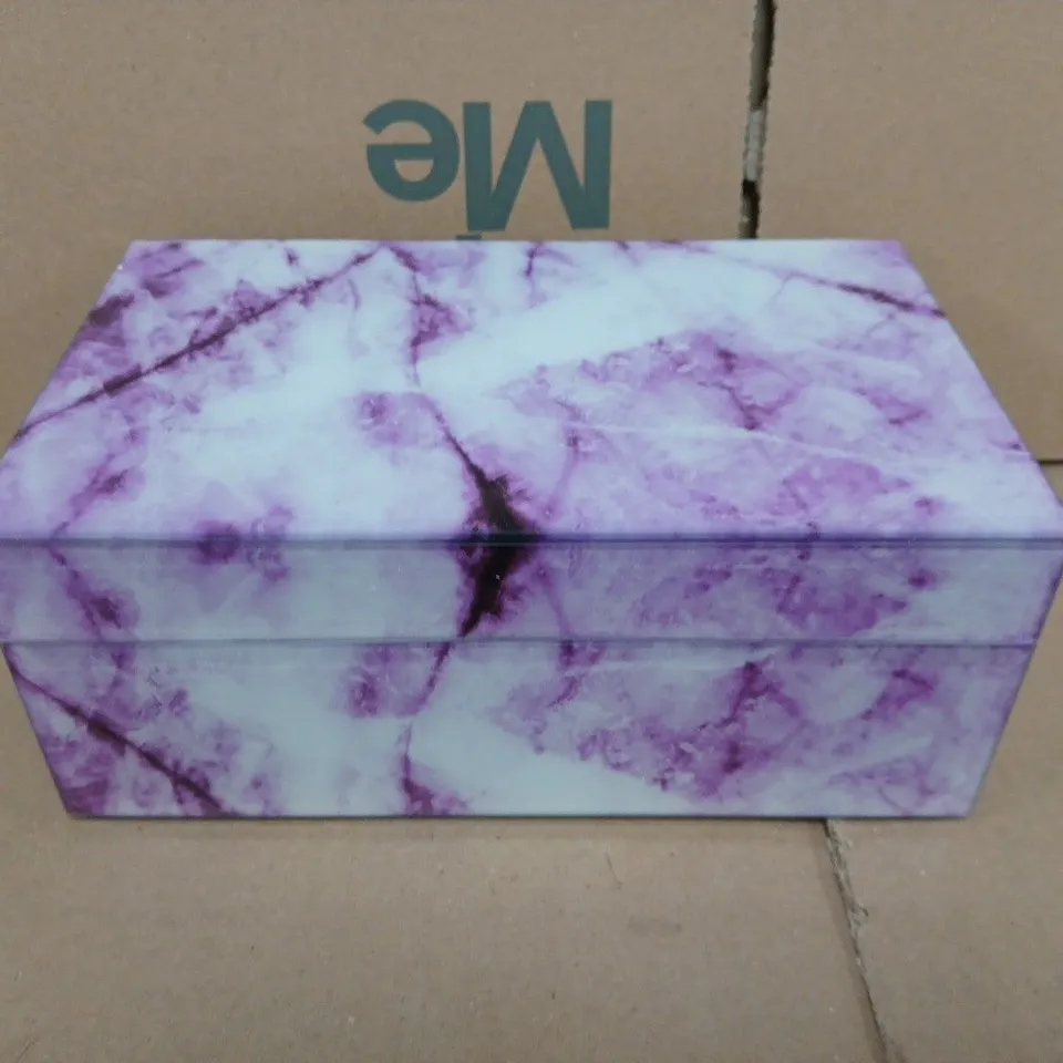 BOXED UNBRANDED MARBLE GLASS JEWELLERY STORAGE BOX W. MIRROR