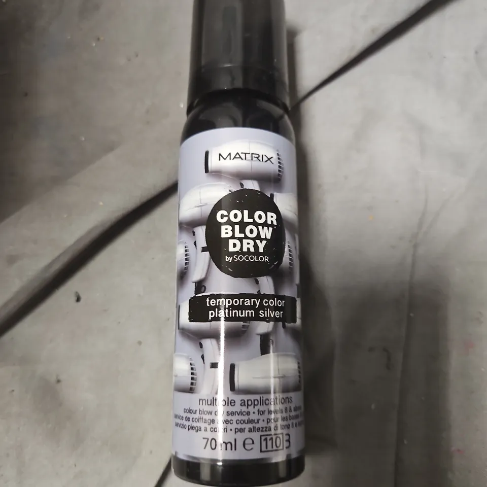 BOX OF APPROXIMATELY 24 MATRIX COLOR BLOW DRY TEMPORARY COLOR SPRAY – PLATINUM SILVER (70 ML)