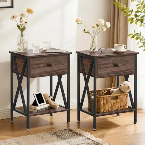 BOXED KEMPST 1-DRAWER END TABLE - GREY (1 BOX)