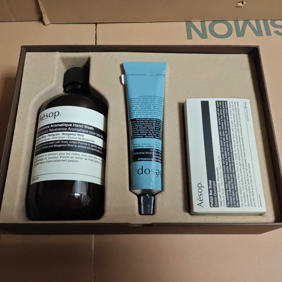 AESOP REVERENCE 3-PIECE HAND WASH GIFT SET WITH POLISH BAR SOAP