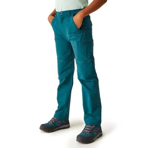 REGATTA HIGHTON STRETCH ZIP-OFF CHILDREN'S HIKING PANTS MOROCCAN BLUE SIZE 11-12 YEARS