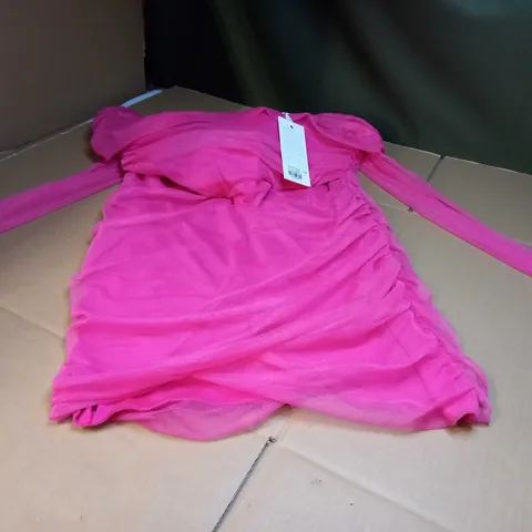 FOREVER UNIQUE DEEP PINK STATEMENT MINI DRESS - SIZE 14