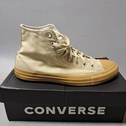 BOXED CONVERSE BEIGE HIGH TOP SHOES - UK 10