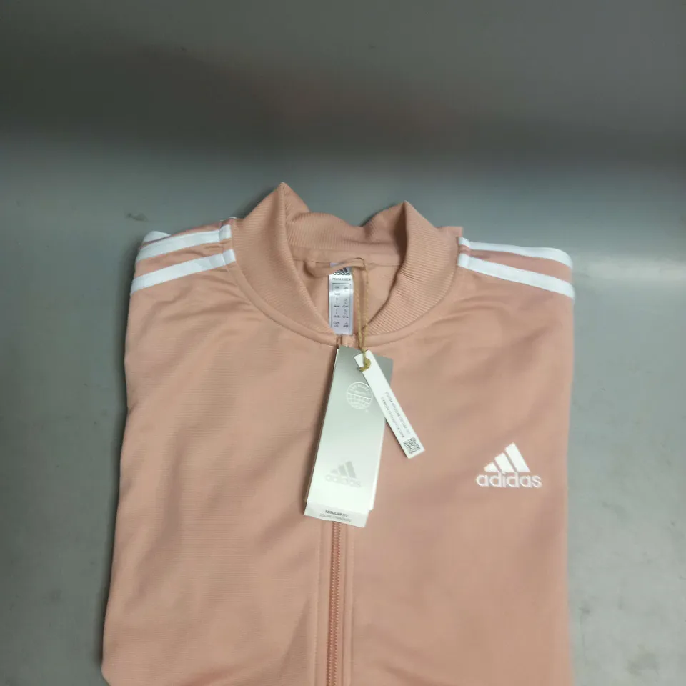 ADIDAS 3 STRIPE TRACKSUIT JACKET IN PINK SIZE L