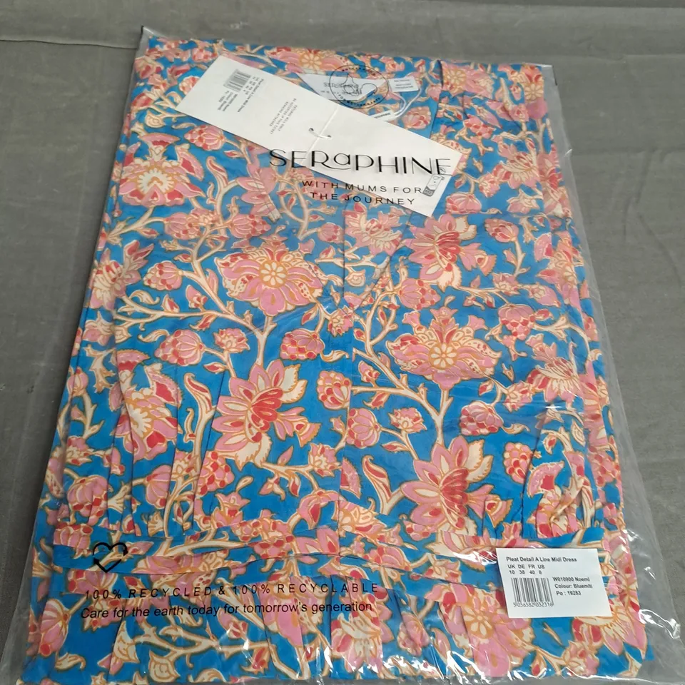 SERAPHINE PLEAT DETAIL  A LINE MIDI DRESS SIZE 10