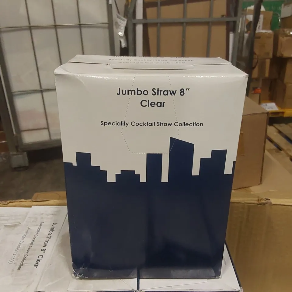 BOX CONTAINING APPROXIMATELY 8500x JUMBO 8" CLEAR STRAWS