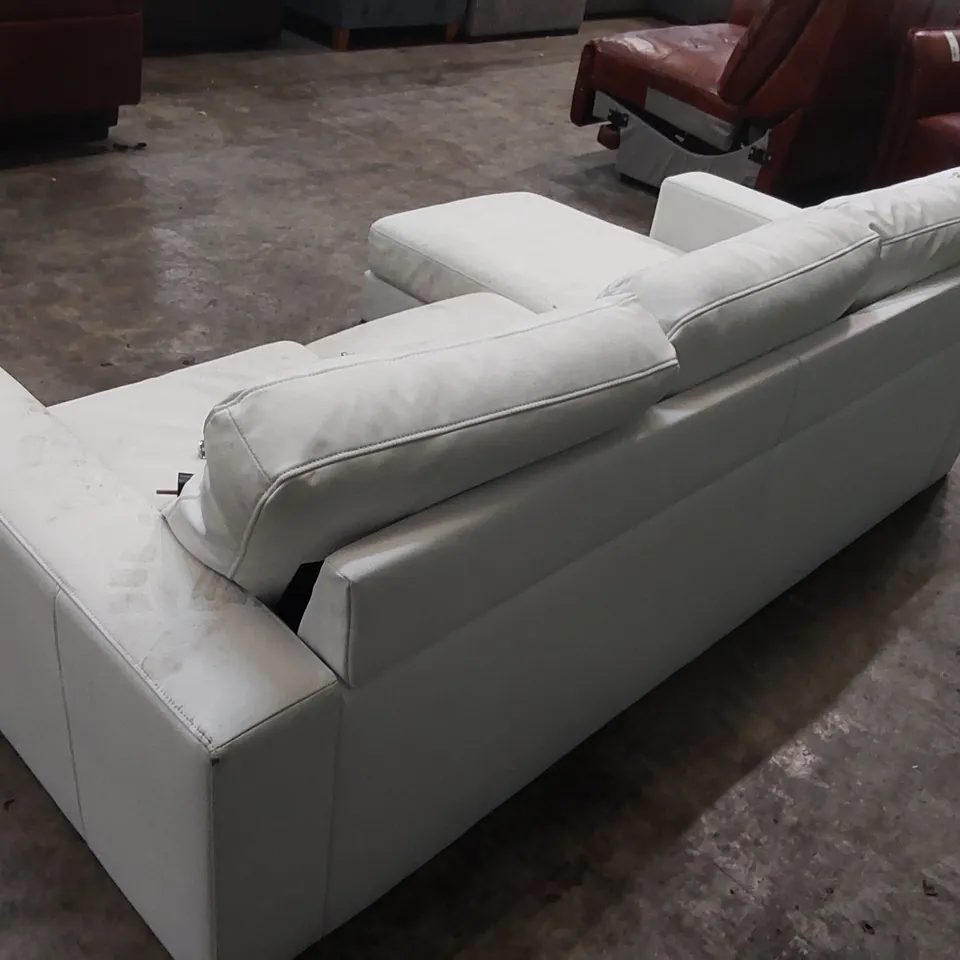 DESIGNER BALTIMORE WHITE L-SHAPED CORNER SOFA 