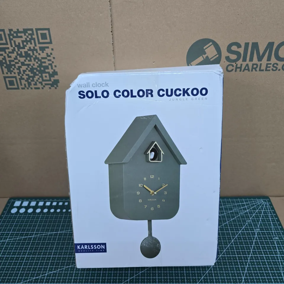 KARLSSON SOLO COLOR CUCKOO WALL CLOCK – JUNGLE GREEN (BOXED)