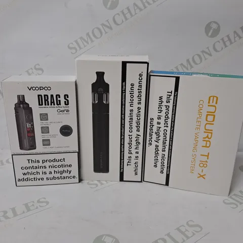 APPROXIMATELY 10 ASSORTED E-CIGARETTE PRODUCTS TO INCLUDE INNOKIN ENDURA T18-X, VOOPOO DRAG S, INNOKIN ENDURA T20 S