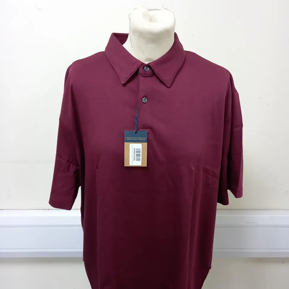 BAGGED CHARLES TYRWHITT WINE PLAIN SHORT SLEEVE JERSEY POLO SIZE L