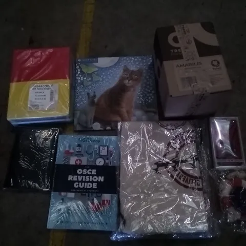 PALLET OF ASSORTED ITEMS INCLUDING DOG TOY, DECORATIVE VASE, SANTA SACK, IVORY CATS 2023 CALENDER, EVA FOAM SHEETS, PHONE CASES