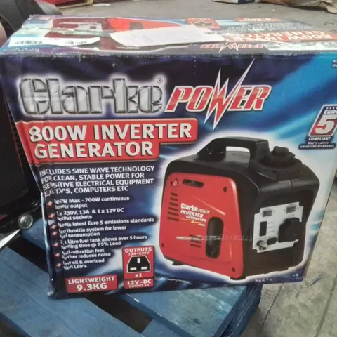BOXED CLARKE POWER 800W INVERTER GENERATOR