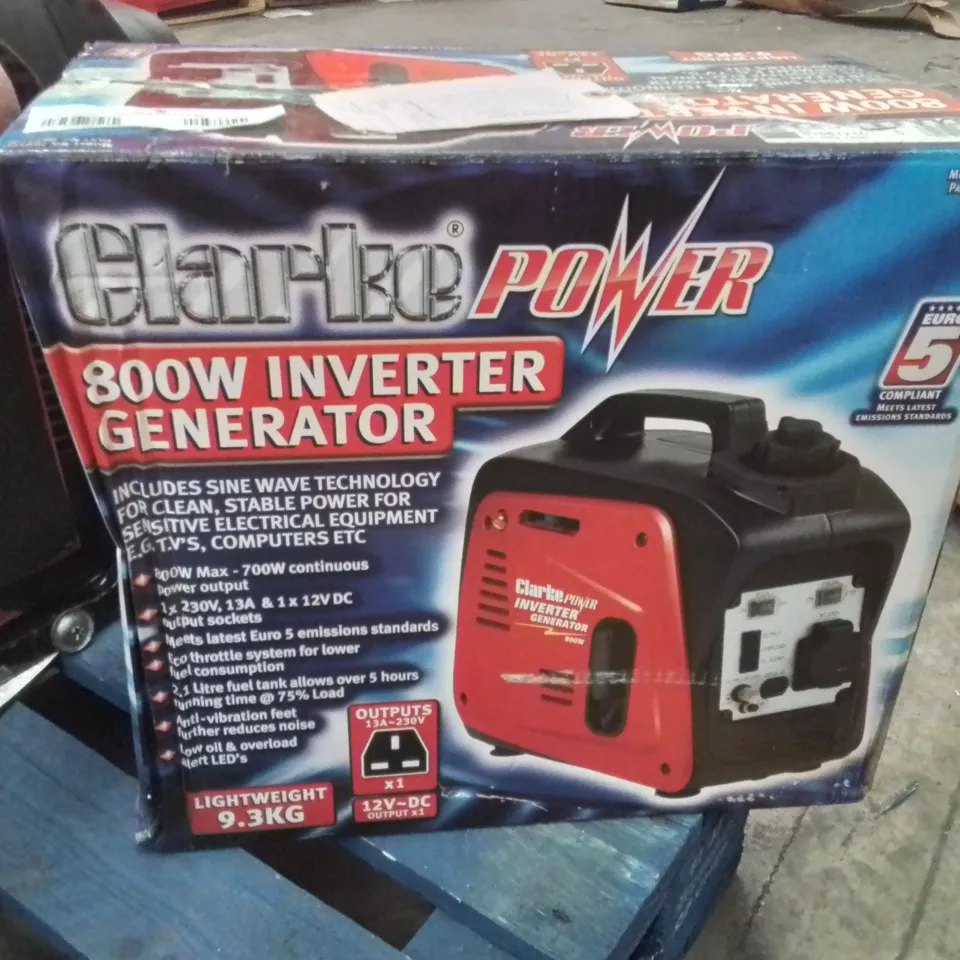 BOXED CLARKE POWER 800W INVERTER GENERATOR 
