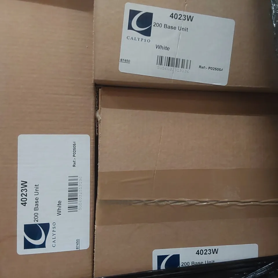 PALLET CONTAINING A LARGE QUANTITY OF BATHROOM FURNITURE PARTS INCLUDING: CALYPSO BASE UNITS, VANITY WALL UNIT CARCASS ECT
