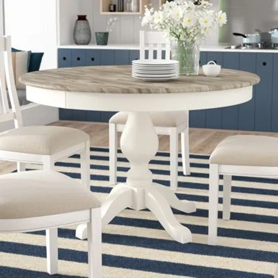 BOXED BAYOU SOLID WOOD DINING TABLE - WHITE (1 BOX)