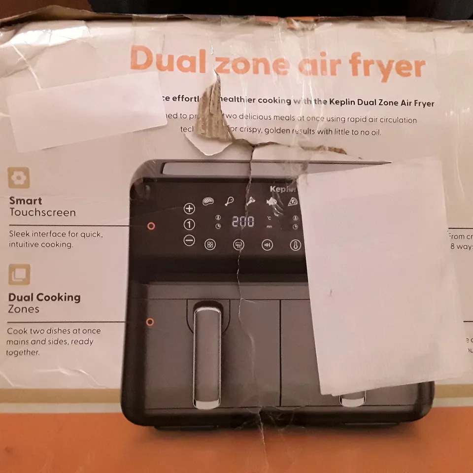 BOXED KEPLIN AIR FRYER WITH DUAL COOKING ZONES BLACK COLOUR