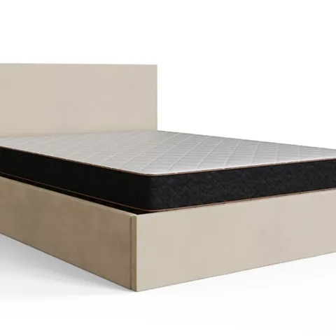 BOXED END LIFT OTTOMAN BED FRAME - 135CM DOUBLE, NATURAL MATT VELVET (2 BOXES)