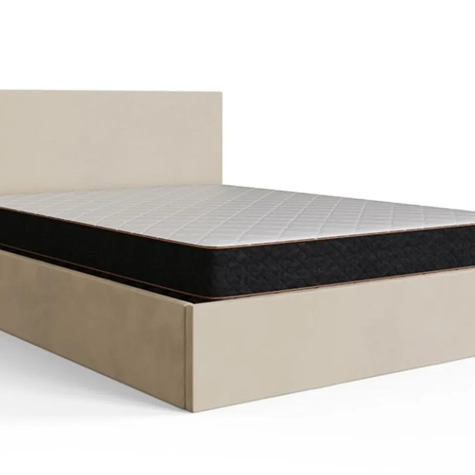 BOXED END LIFT OTTOMAN BED FRAME - 135CM DOUBLE, NATURAL MATT VELVET (2 BOXES)