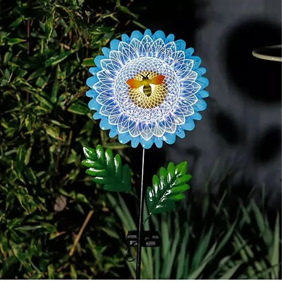 GARDEN STORIES COLOUR SPLASH SET OF 2 FIBRE LIT FLOWER STAKES BOXED