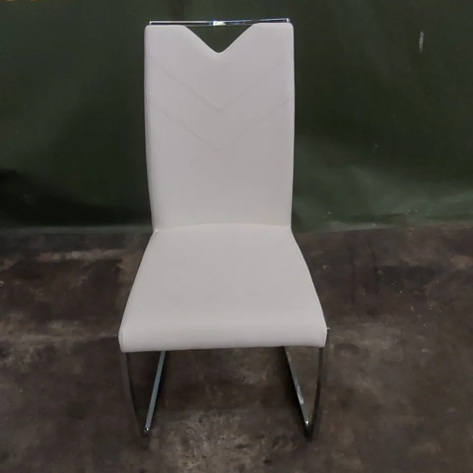 DESIGNER FAUX LEATHER UPHOLSTERED DINING CHAIR - WHITE