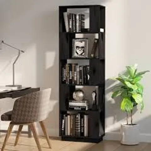 BOXED 163.5CM H X 51CM W SOLID WOOD STANDARD BOOKCASE - BLACK (1 BOX)