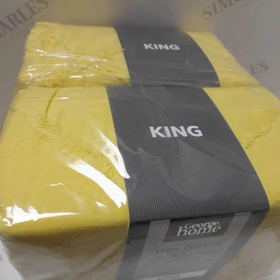 LOT OF 2 GEORGE TUFTED DIAMOND YELLOW DUVET SETS - KING SIZE