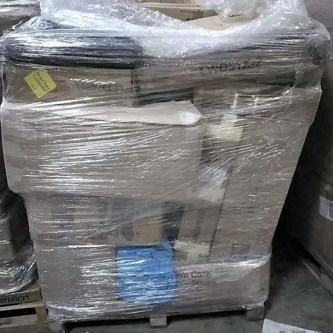 PALLET OF HOUSEHOLD ITEMS TO INCLUDE CORNER BRACKET, COMPUTER DESK, CAT TREE AND OTHER ASSORTED ITEMS...