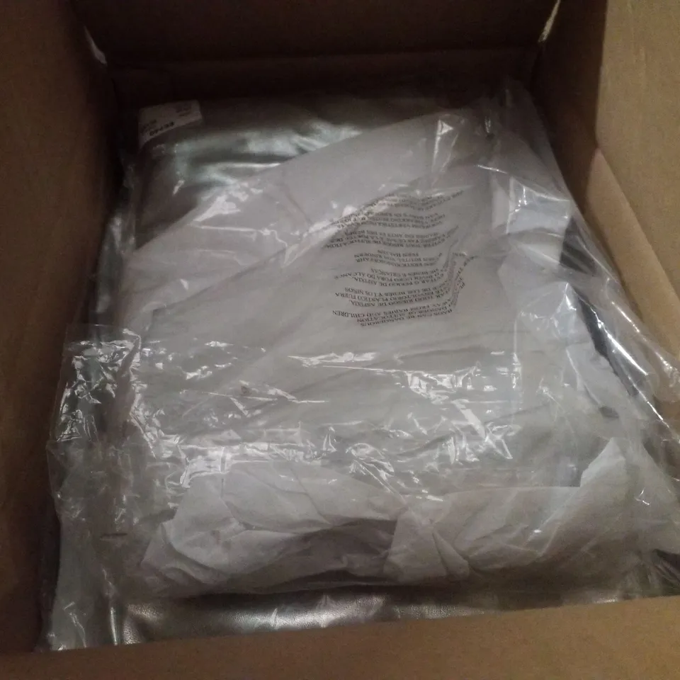 BOX CONTAINING APPROXIMATELY 5 BRAND NEW JD WILLIAMS SILVER PU STRAIGHT TROUSERS - SIZE 24