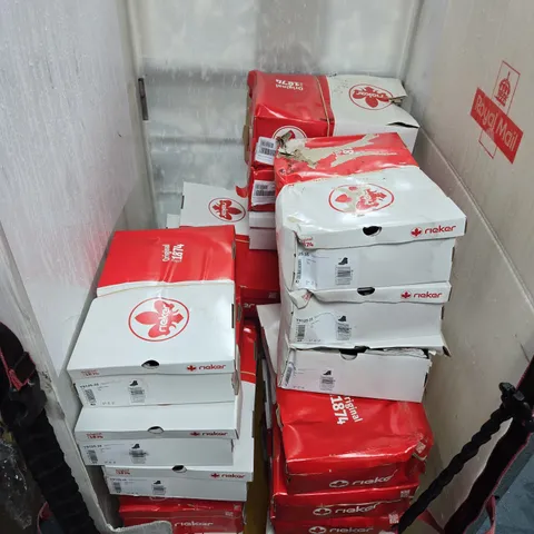 CAGE OF APPROX 15 BOXED PAIRS OF REIKER ANKLE BOOTS IN VARIOUS SIZES - WATER DAMAGED - COLLECTION ONLY