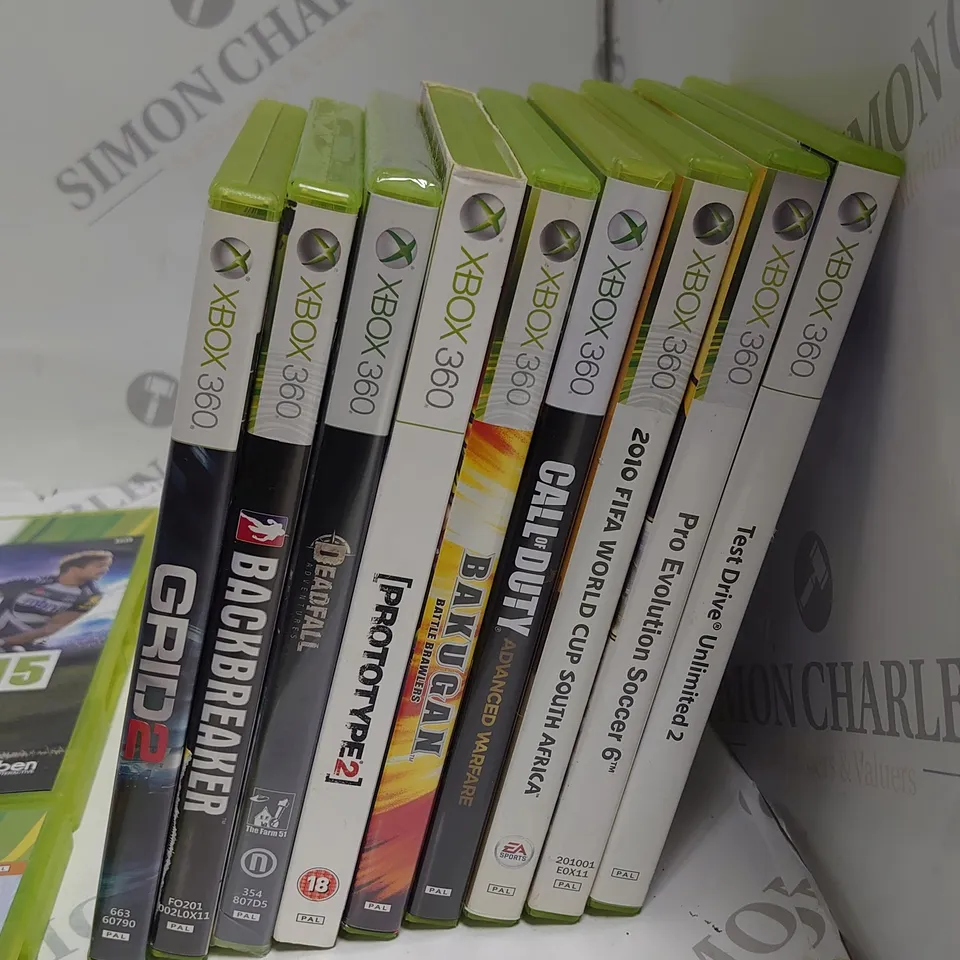 LOT OF 15 ASSORTED XBOX 360 GAMES TO INCLUDE HALO, NAUGHTY BEAR AND DEADFALL