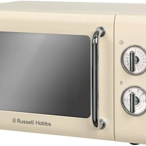 BOXED RUSSELL HOBBS RHRETMM705C 17 L 700 W CREAM COMPACT RETRO SOLO MANUAL MICROWAVE