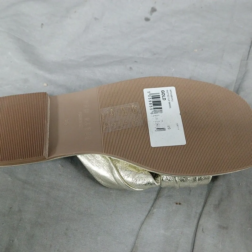 TED BAKER GOLD METALLIC SANDALS – WOMEN'S SLIP-ON - SIZE 6